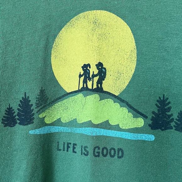 Life is Good Crusher Tee Classic Fit Womens Medium Mountain Climb Hiking Green - Picture 2 of 10
